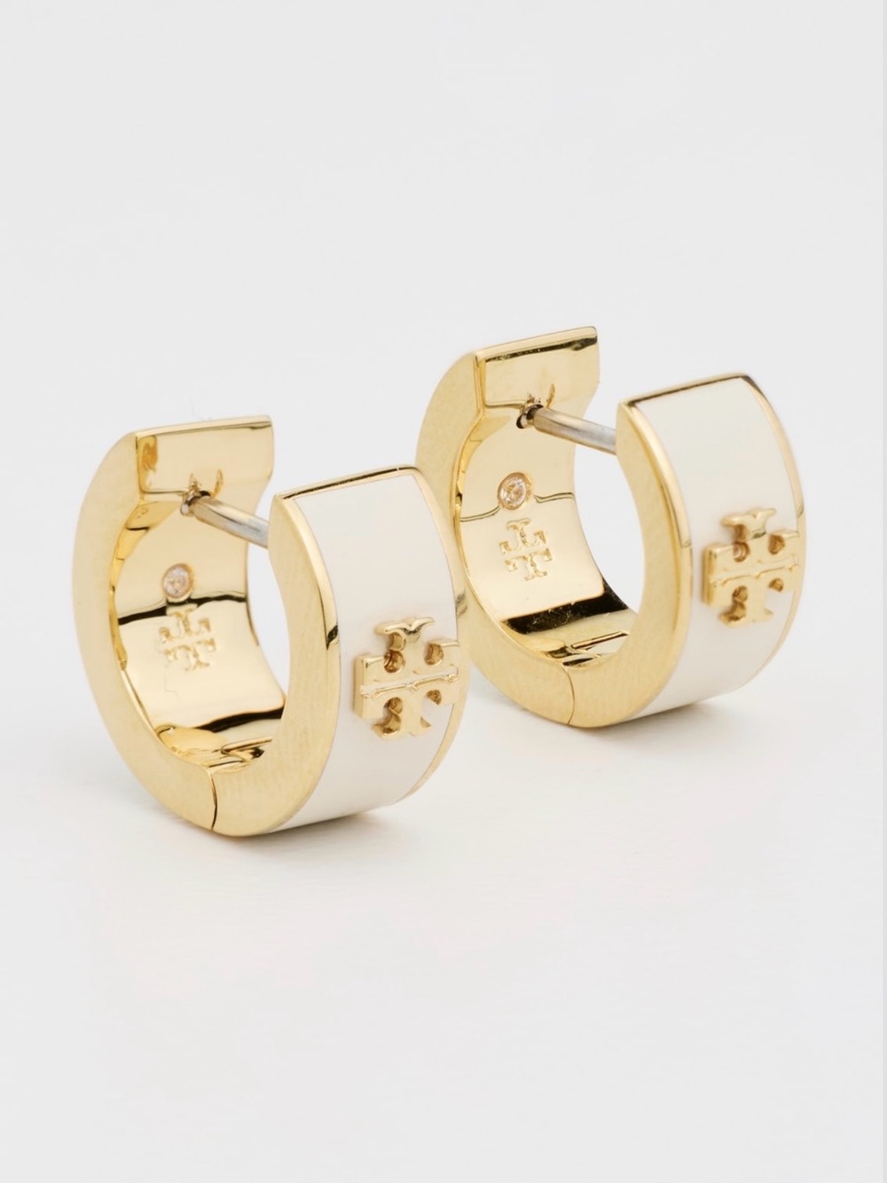 Tory Burch Icon Enamel Huggie Hoop Earrings - NWOT